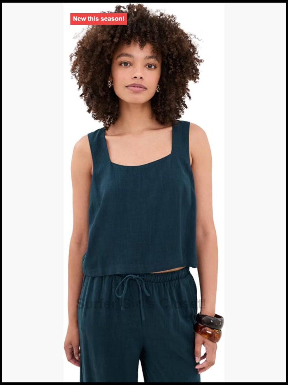 Z Supply Charli Cropped Linen Tank Top Square Neck Sleeveless